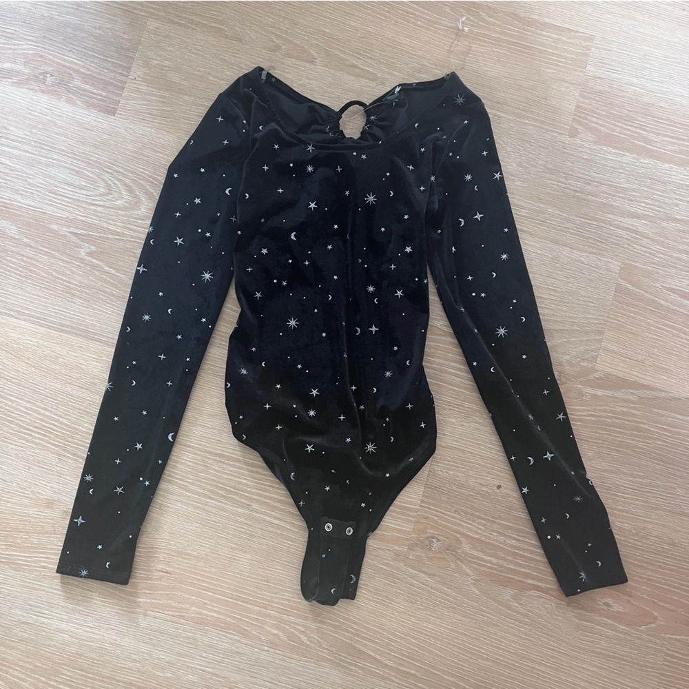Black Starry Galaxy Velvet Wild Fable Bodysuit